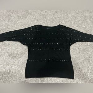 Black 3/4 length sleeve studded sweater